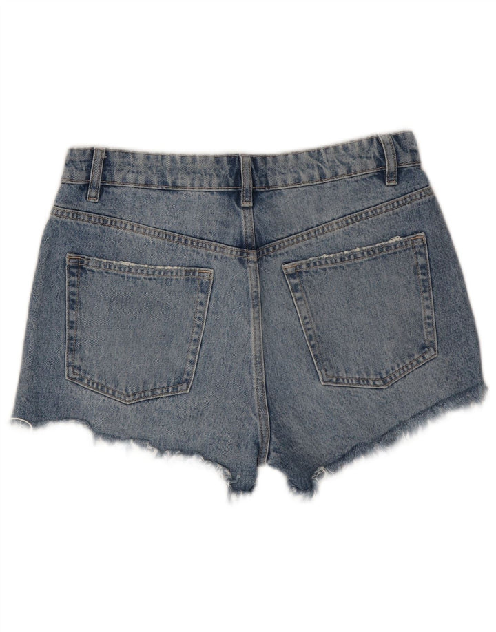 Zara Shorts jeans feminino desgastado UE 38 pequeno W28 algodão azul
