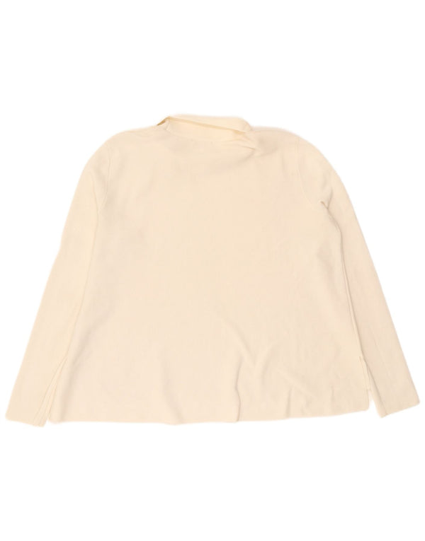 Blusa feminina Cos com ajuste solto e gola redonda, Reino Unido 14, algodão branco médio