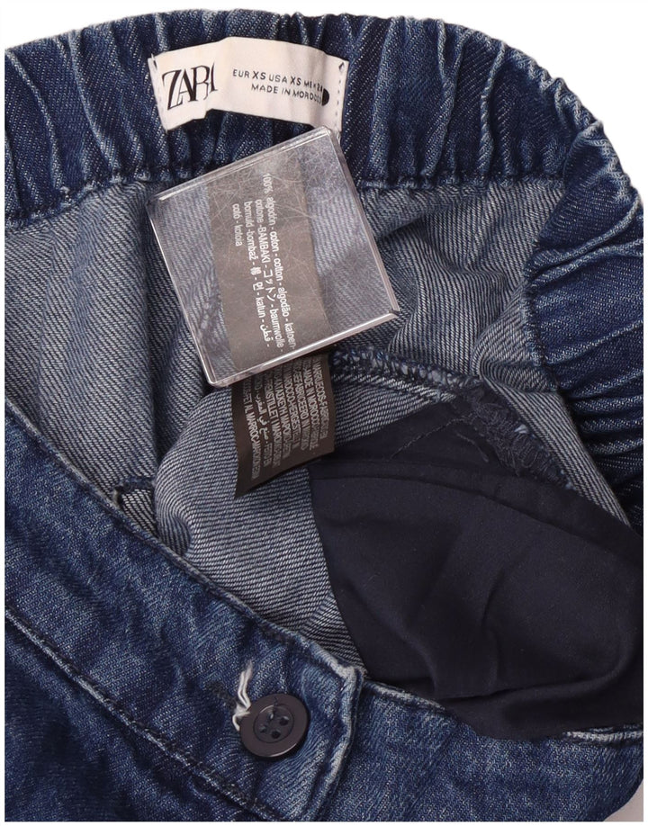 Zara Jeans feminino de perna larga XS W24 L25 algodão azul