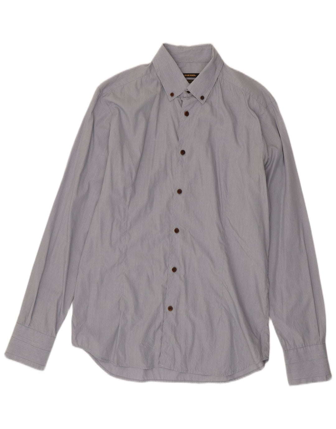 Camisa masculina diesel grande listrada azul de algodão