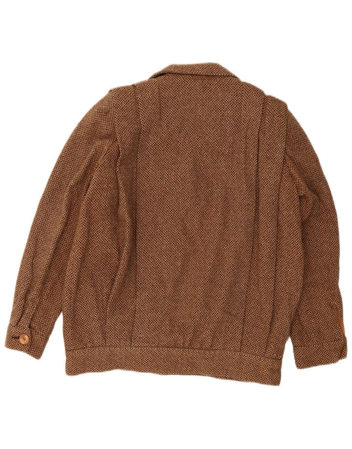 Jaqueta Bomber Vintage Feminina UK 14 Lã Marrom Média