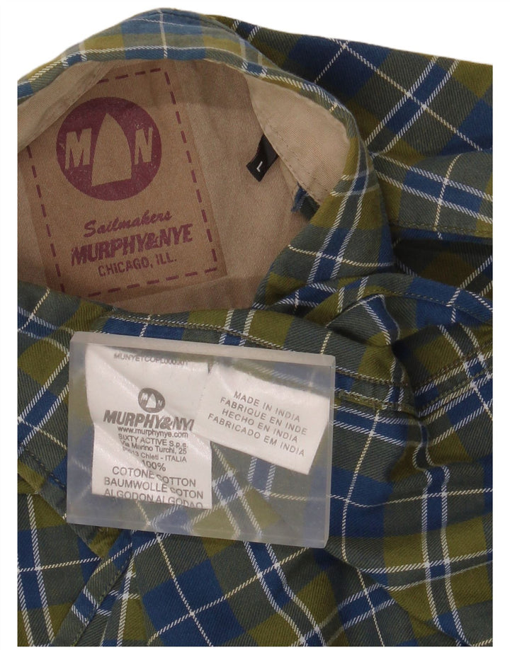 Camisa masculina de flanela Murphy & Nye Sailmakers grande algodão xadrez verde