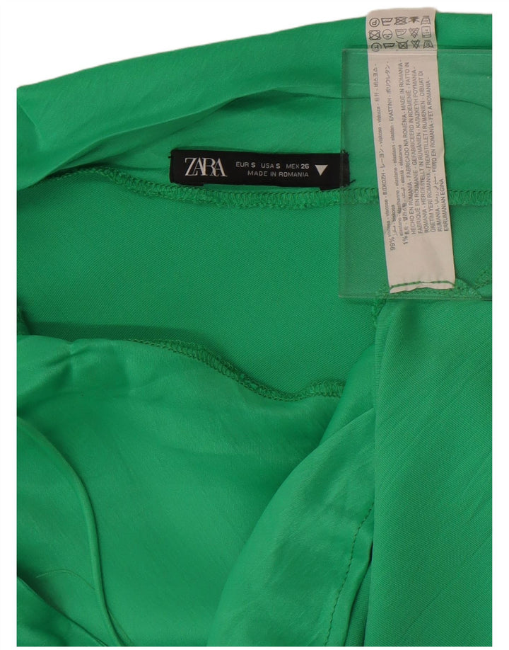 Vestido feminino Zara Halter UK 10 pequeno viscose verde