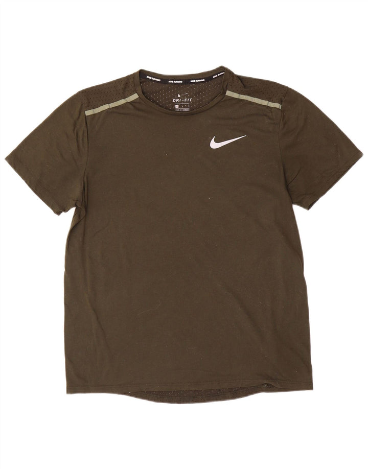 NIKE Mens Dri Fit Camiseta Top Médio Caqui