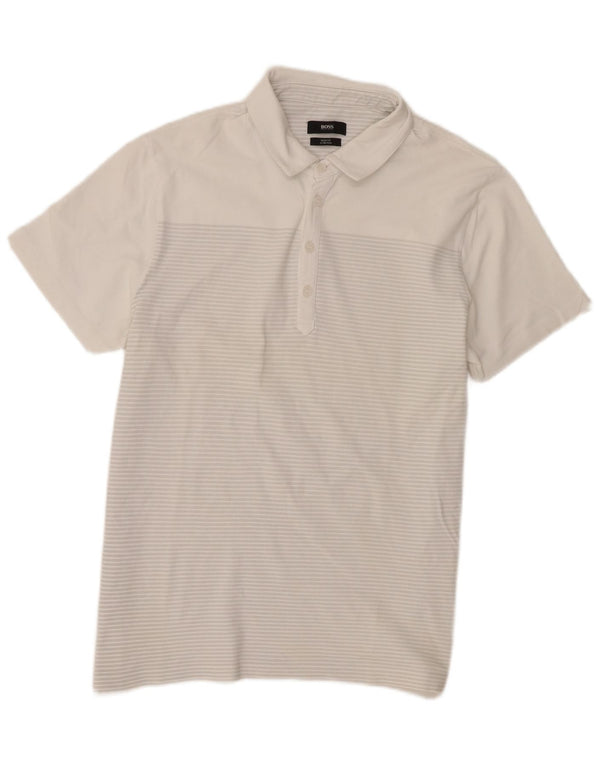 Camisa polo masculina Hugo Boss Slim Fit 2XL algodão listrado branco