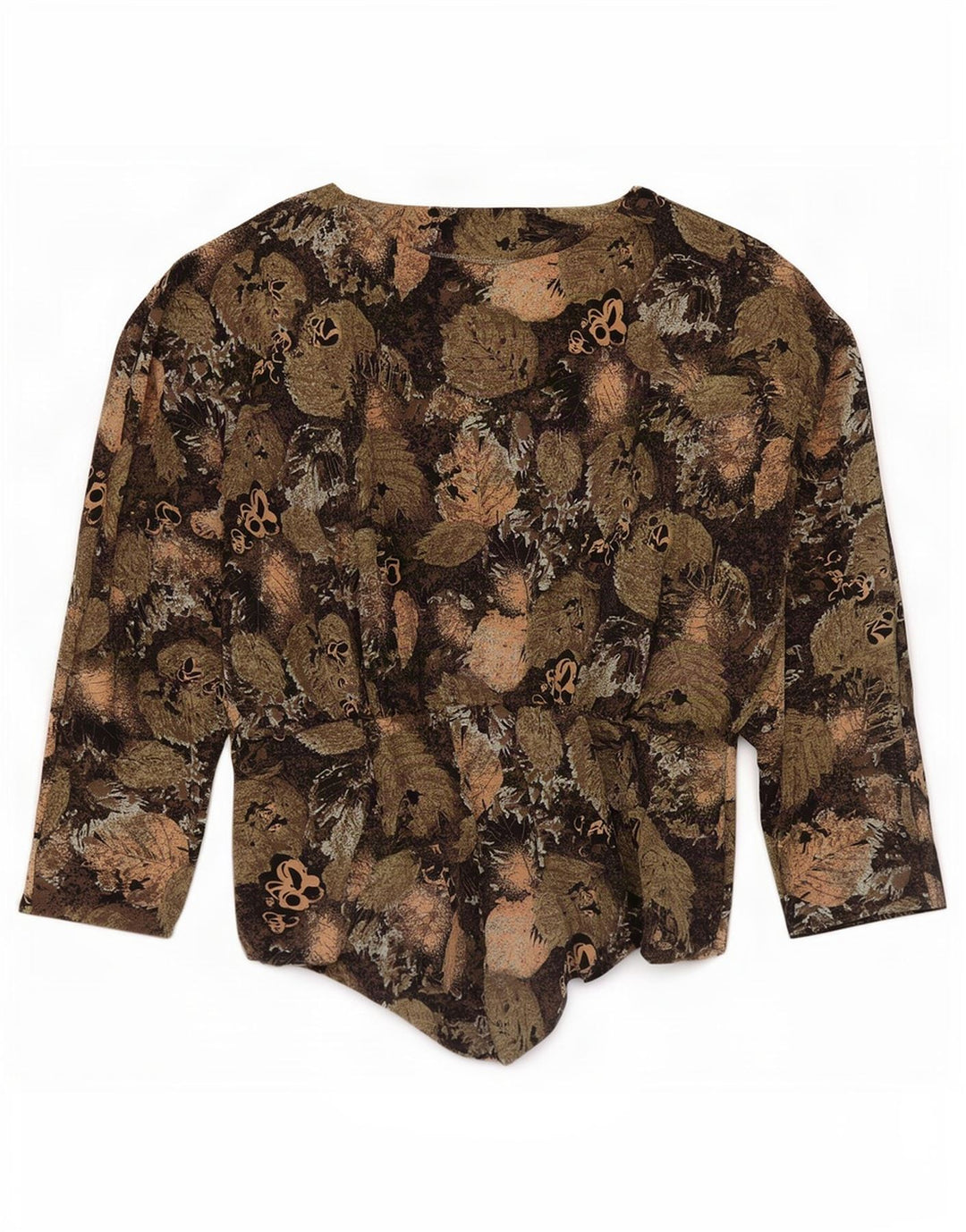Blusa feminina vintage de manga comprida UK 8 pequena floral multicolorida