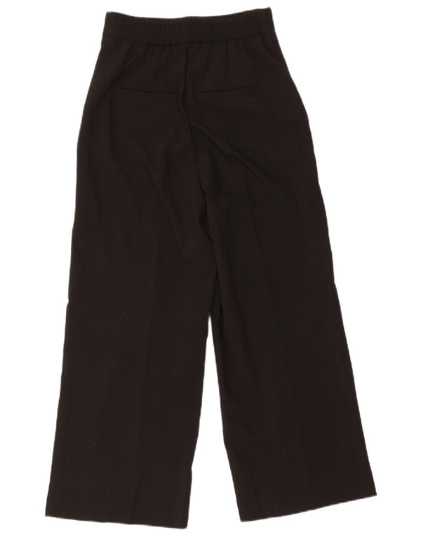 Zara Calça feminina capri de cintura alta com perna larga XS W24 L22 poliéster preto