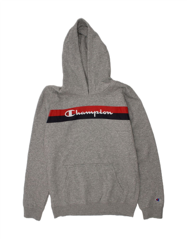 CHAMPION Boys Graphic Hoodie Jumper 15-16 Years Grey Cotton Vintage Champion and Second-Hand Champion from Messina Hembry 
