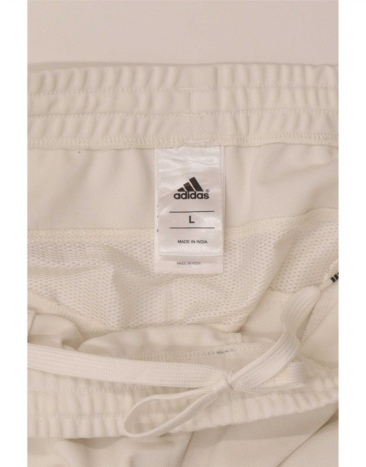 Calça de treino masculina Adidas grande poliéster branco