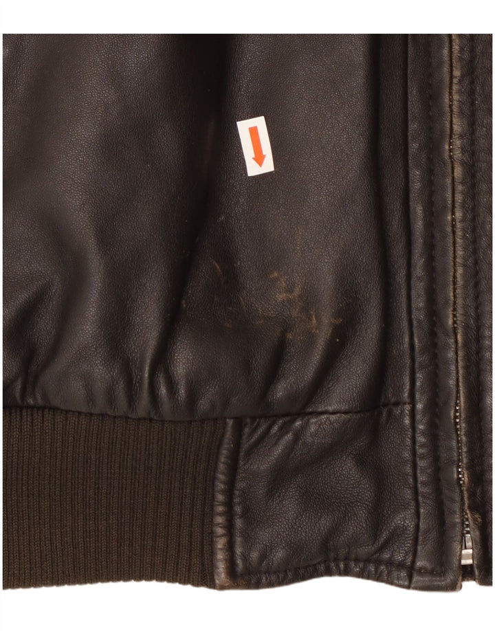 Jaqueta masculina de couro bomber Geox UK 42 XL couro preto