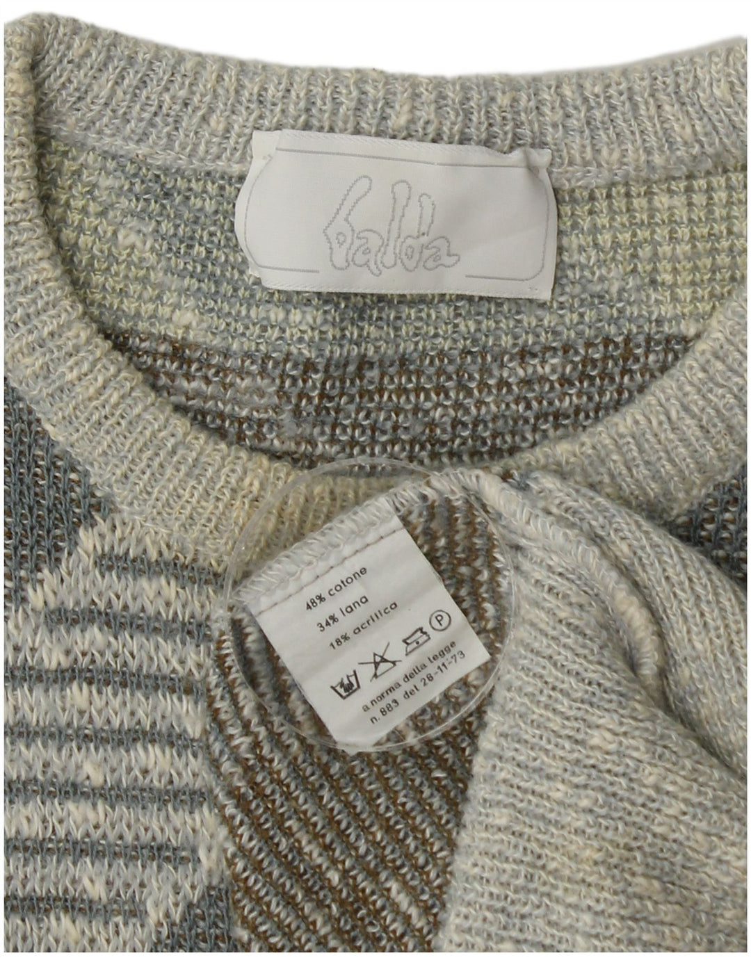 Suéter vintage masculino com gola redonda, algodão listrado médio multicolorido