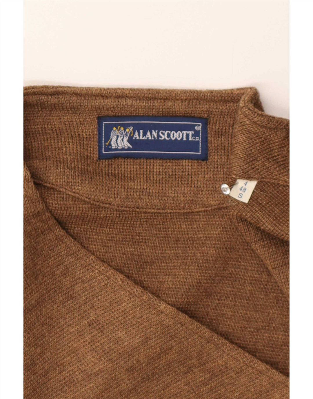 Alan Scoott Colete masculino de malha IT 48 Lã marrom pequena