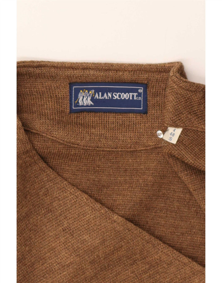 Alan Scoott Colete masculino de malha IT 48 Lã marrom pequena