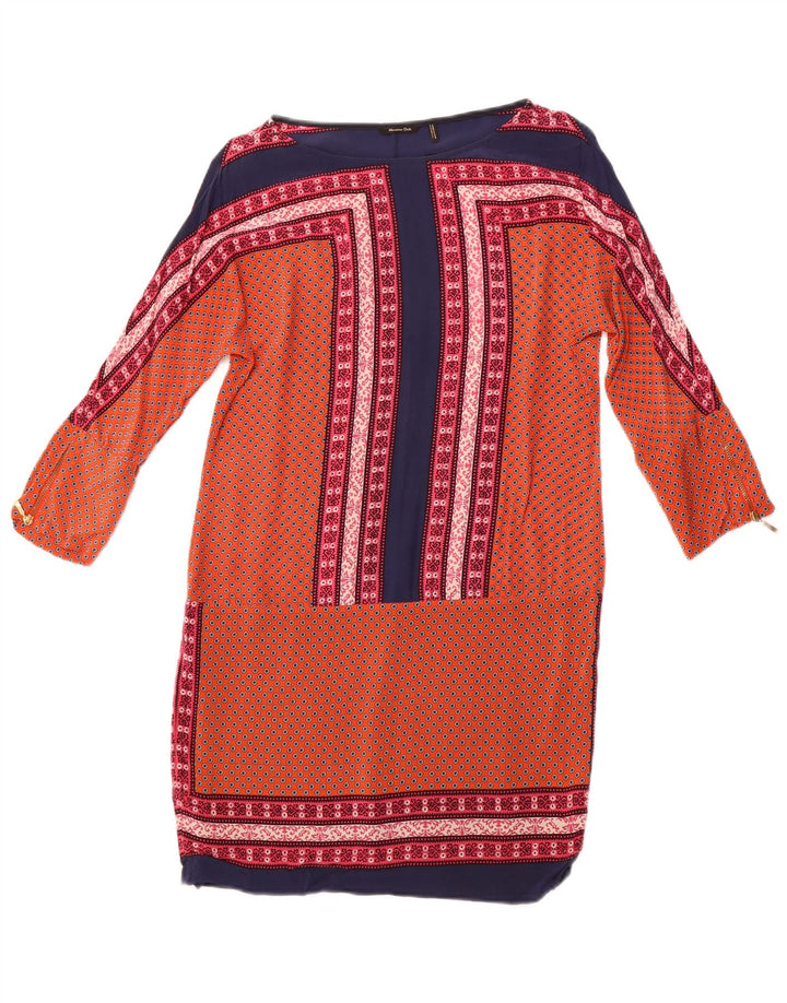 Vestido feminino MASSIMO DUTTI manga 3/4 Reino Unido 12 médio laranja floral