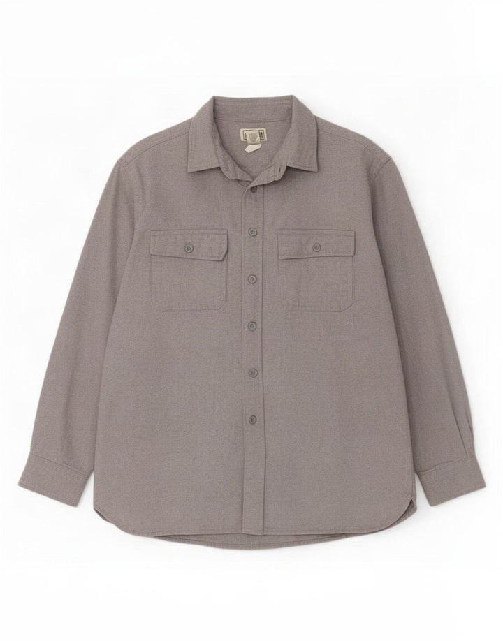 Camisa masculina de flanela L.L.Bean algodão cinza médio