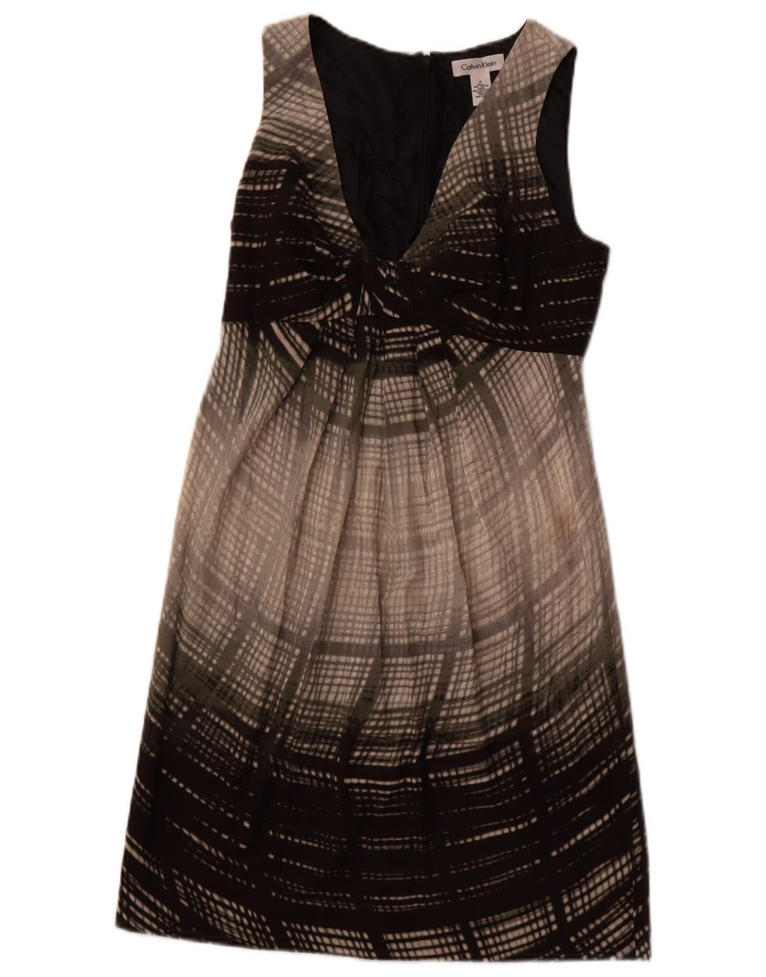 CALVIN KLEIN Vestido feminino sem mangas com bainha US 6 cinza médio bloco colorido