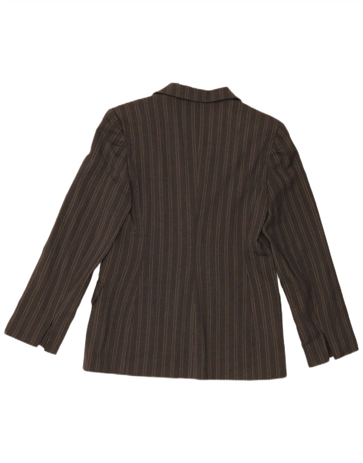 Bianco e Blu Jaqueta Blazer Feminina de 2 Botões IT 42 Listrado Cinza Médio