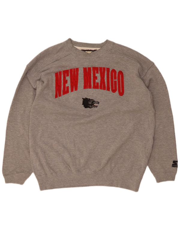 Starter Mens New Maxico State Graphic Moletom Jumper Grande Cinza Salpicado