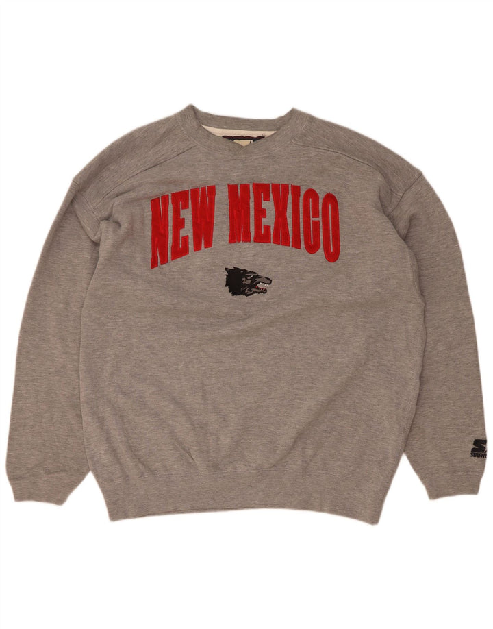 Starter Mens New Maxico State Graphic Moletom Jumper Grande Cinza Salpicado