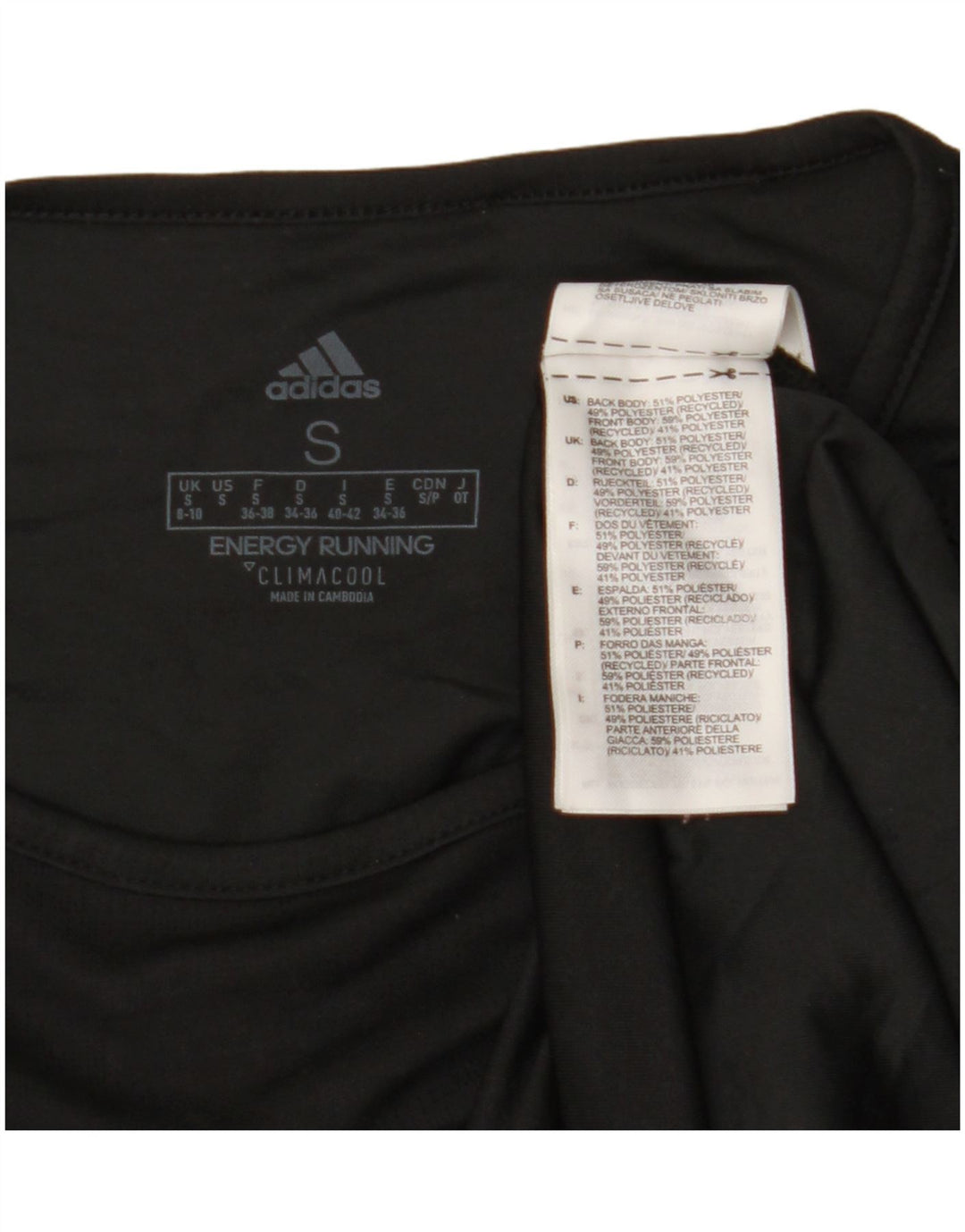 Adidas Feminino Climacool Top Manga Longa Reino Unido 8/10 Pequeno Poliéster Preto