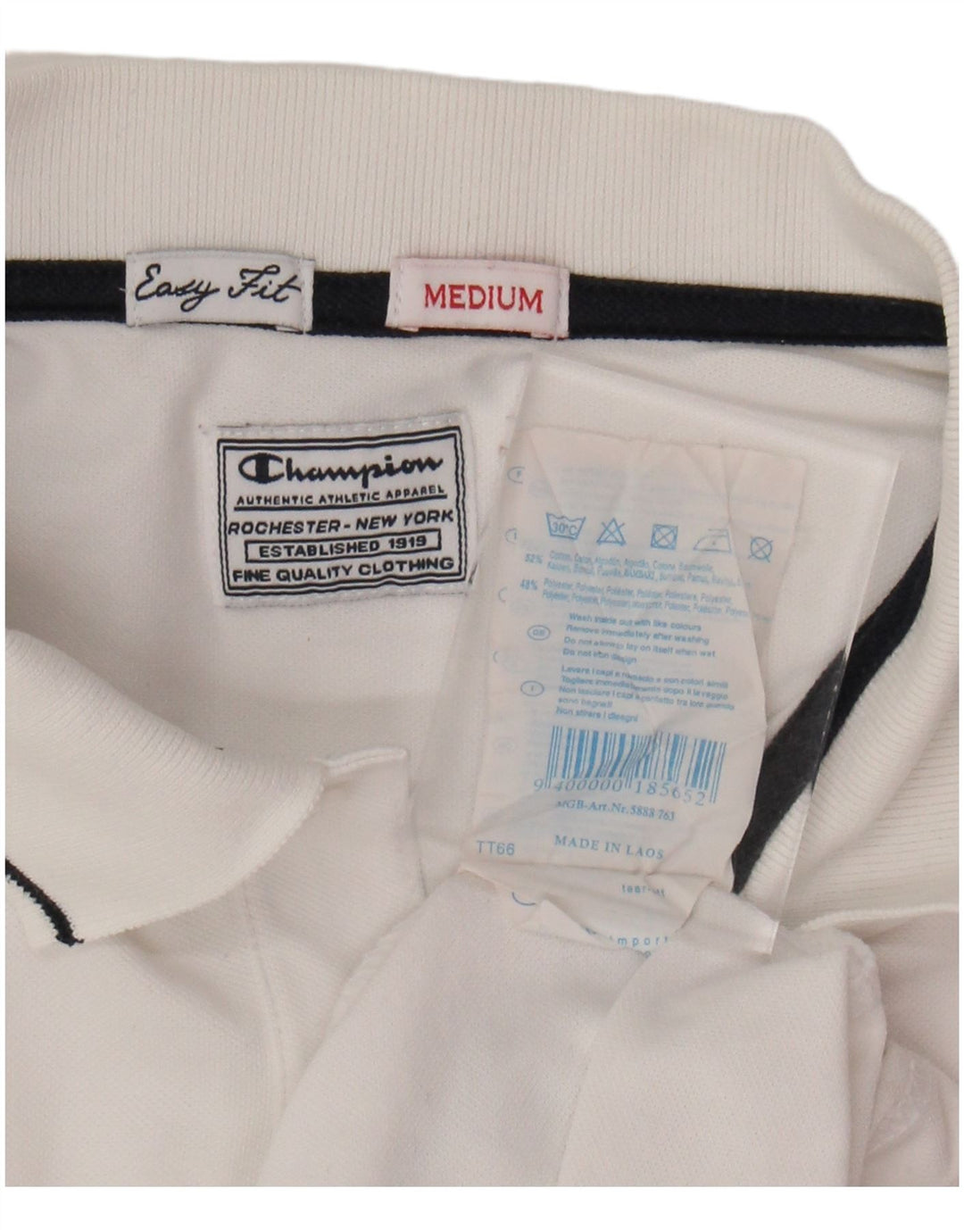 CAMPEÃO Camisa polo masculina Easy Fit médio algodão branco
