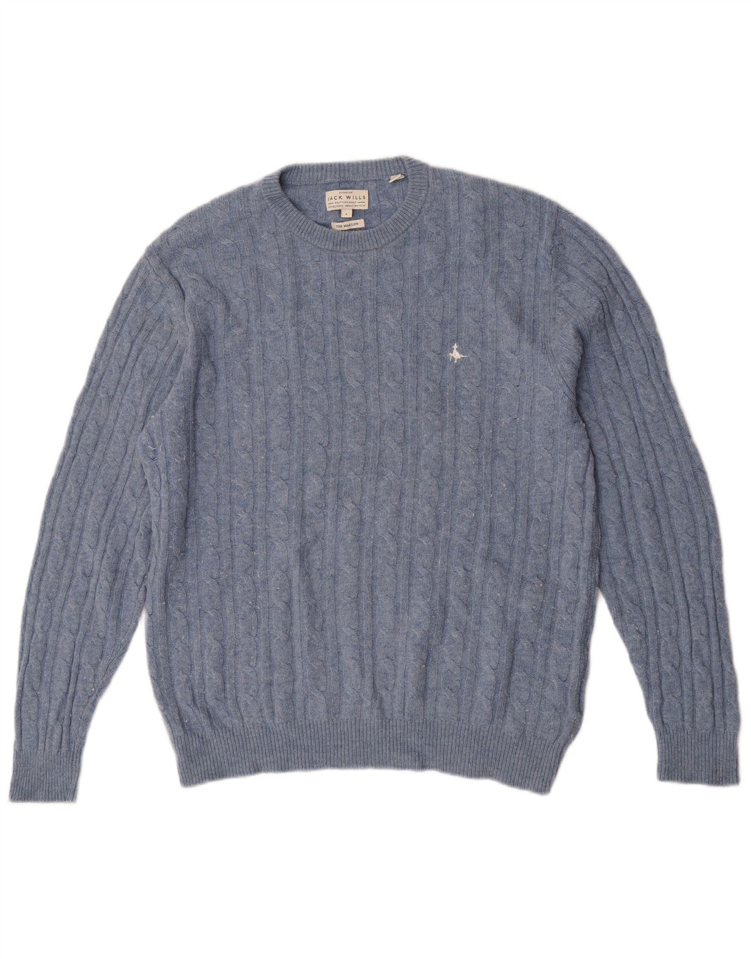 Jack Wills Suéter masculino The Marlow com gola redonda, grande lã azul