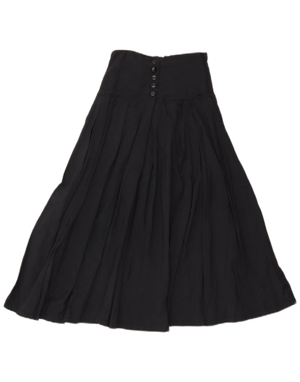 Saia maxi plissada feminina vintage W30 azul marinho médio