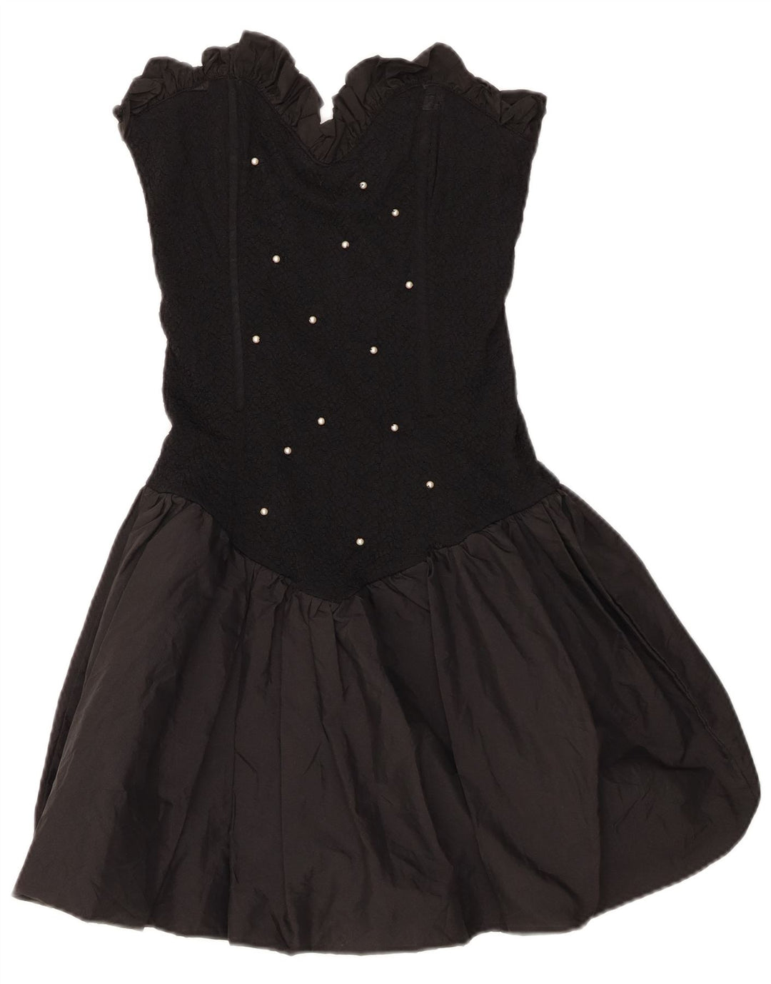 Vestido sem alças feminino Fusion UK 10 pequeno poliéster preto