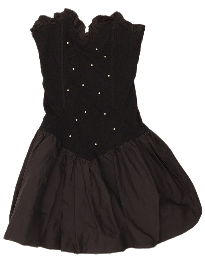 Vestido sem alças feminino Fusion UK 10 pequeno poliéster preto