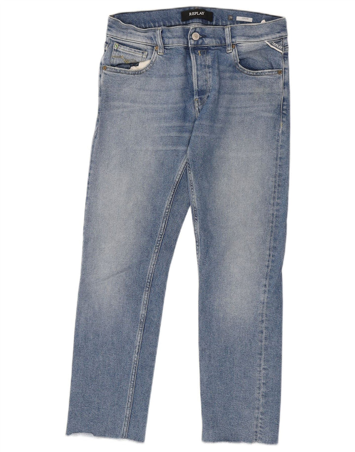 Jeans retos femininos REPLAY W29 L28 algodão azul