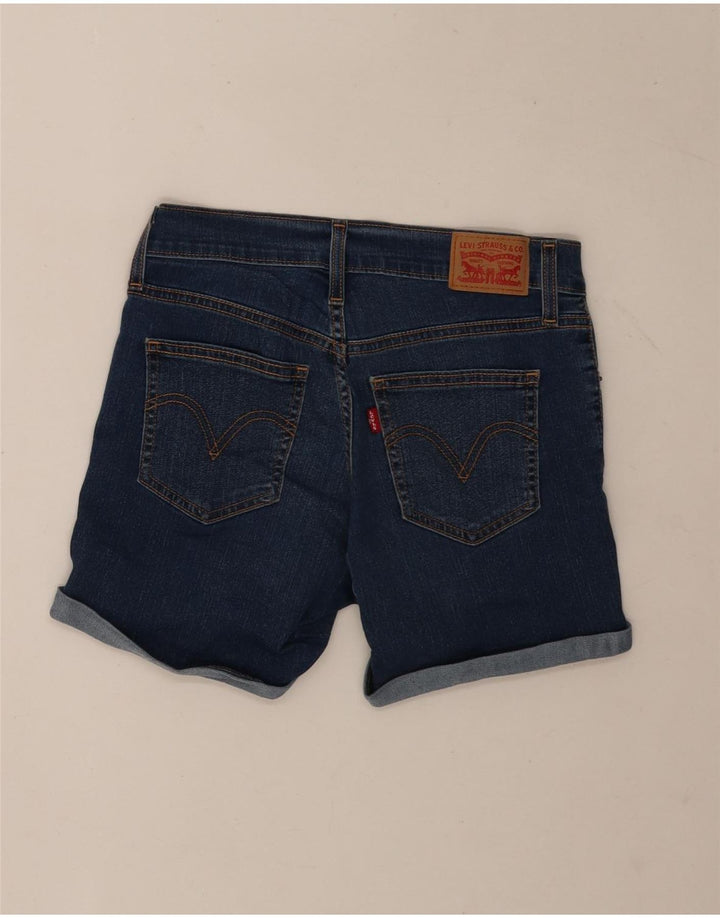 Shorts jeans feminino Levi's W26 pequeno algodão azul marinho