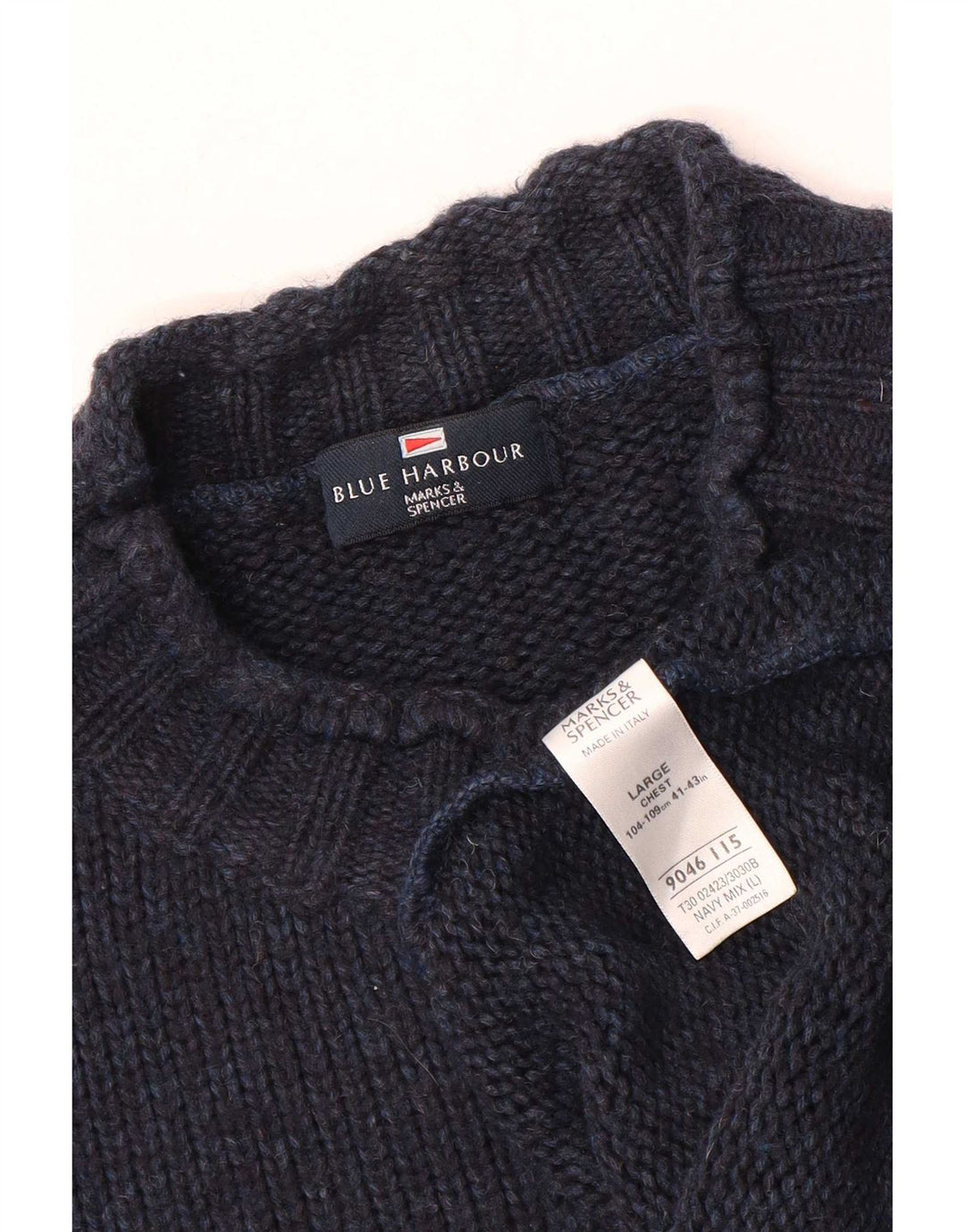 Suéter masculino Marks & Spencer com gola tartaruga azul marinho grande