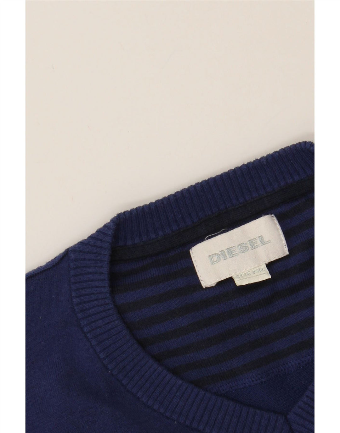 DIESEL Womens V-Neck Jumper Sweater UK 20 2XL Navy Blue Vintage Diesel and Second-Hand Diesel from Messina Hembry 