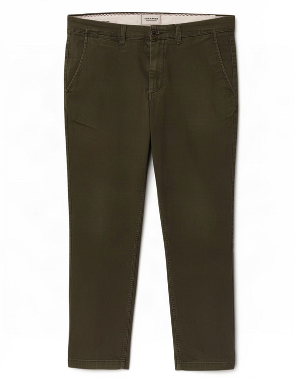 Calça Chino Masculina Jack & Jones Regular Fit W33 L30 Algodão Cáqui