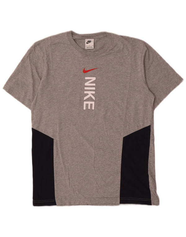 Camiseta Nike masculina gráfica Top cinza médio algodão colorblock