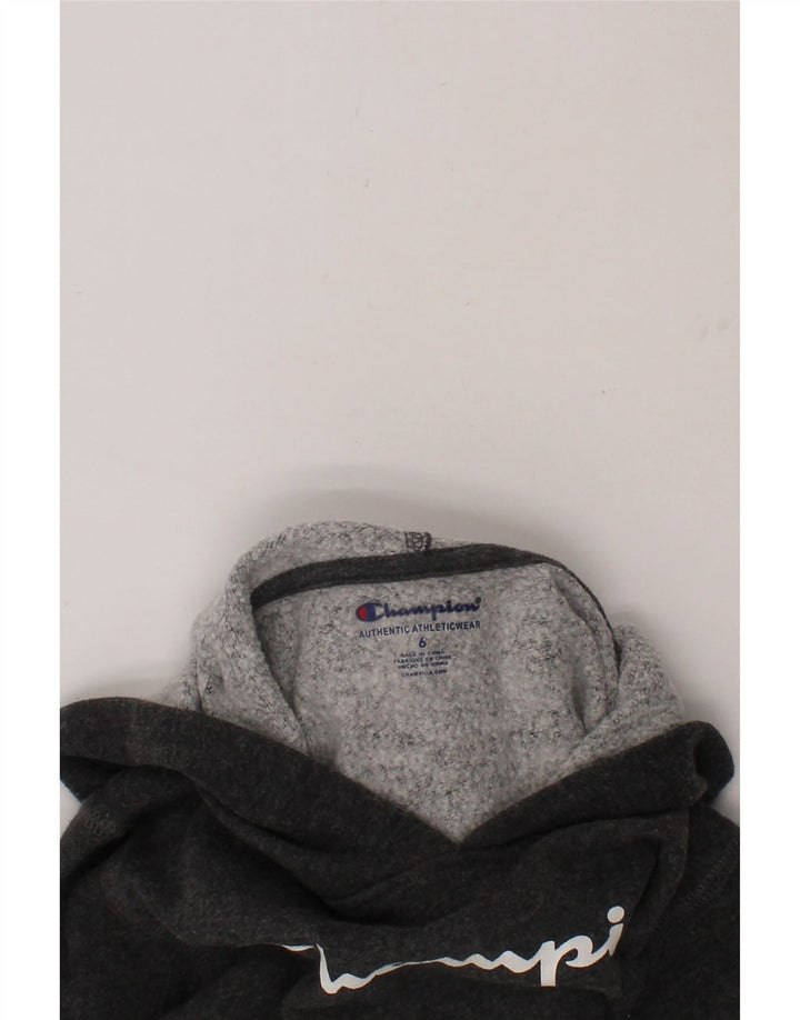 CHAMPION Boys Graphic Hoodie Jumper 5-6 Years Grey Cotton Vintage Champion and Second-Hand Champion from Messina Hembry 