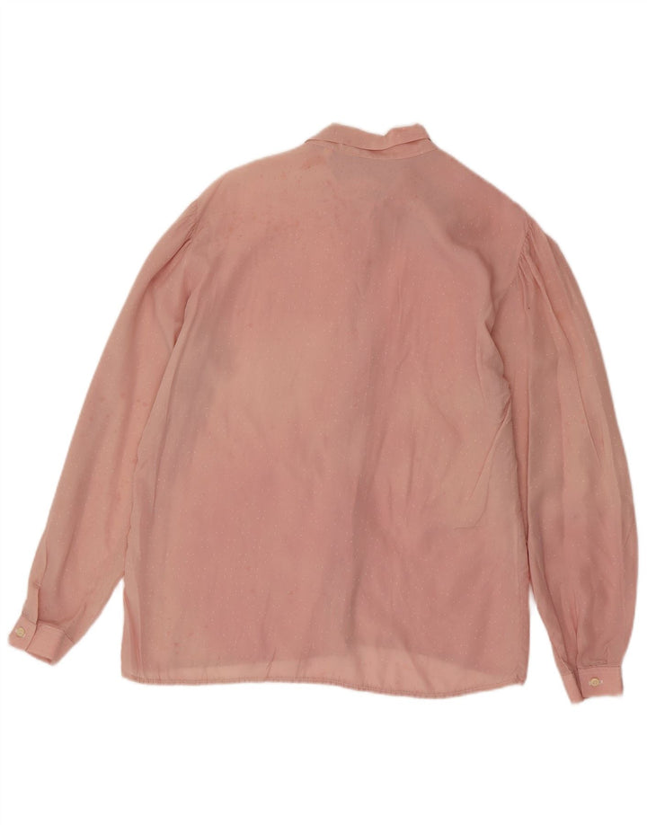 Blusa feminina vintage com gravata frontal IT 46 grande rosa geométrica