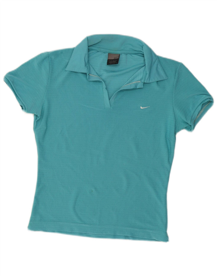 Camisa polo feminina Nike Dri Fit UK 10 pequena turquesa poliéster
