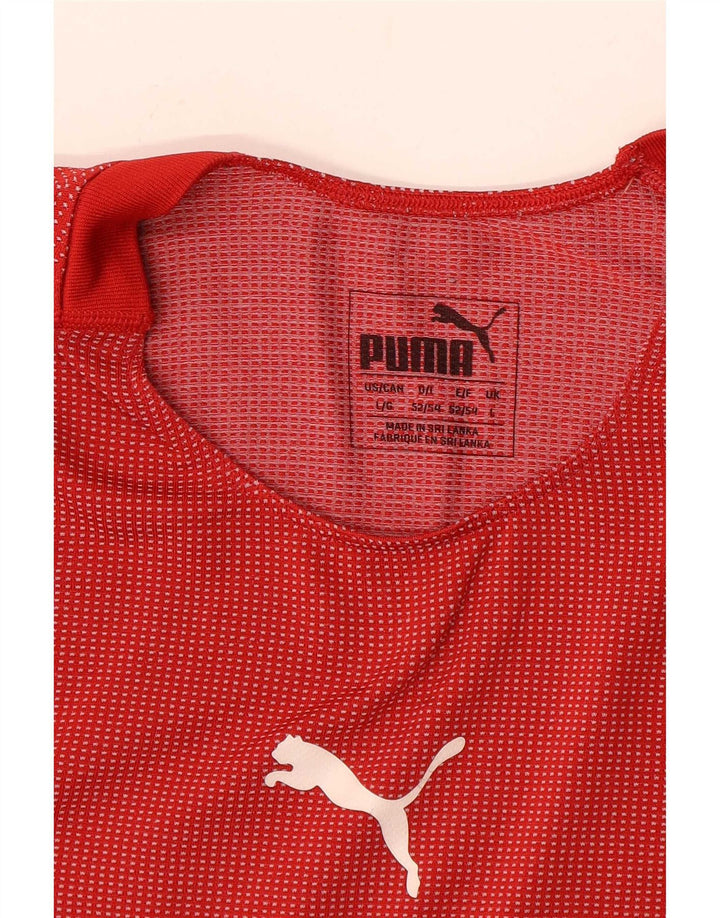 Puma Mens Graphic T-Shirt Top Grande Listrado Vermelho