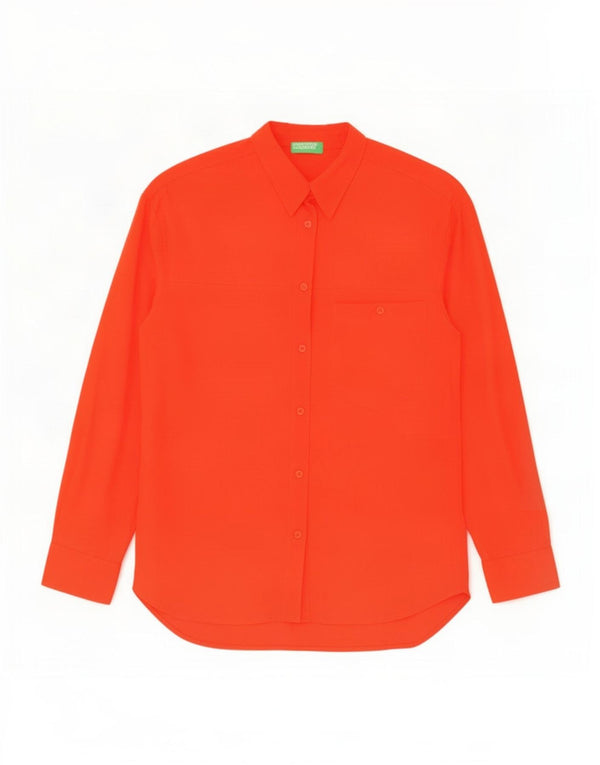 Blusa camisa feminina Benetton Reino Unido 14 viscose vermelha média