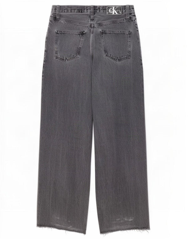 Calvin Klein Jeans feminino cintura alta com perna larga W27 L30 algodão cinza