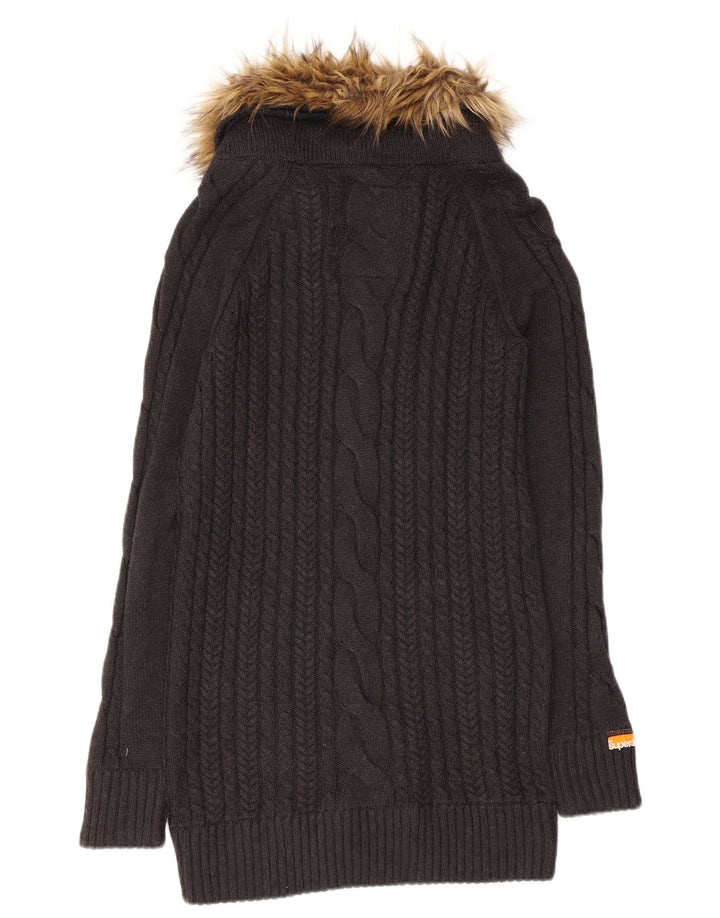 Suéter feminino SUPERDRY Longline com gola tartaruga Reino Unido 12 cinza médio