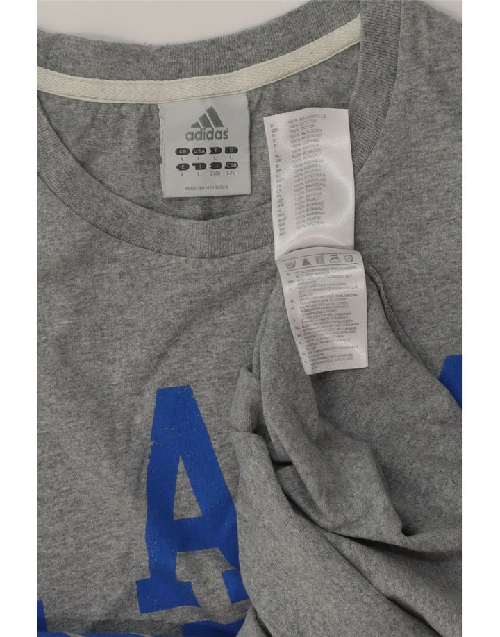 ADIDAS Camiseta masculina gráfica grande algodão cinza