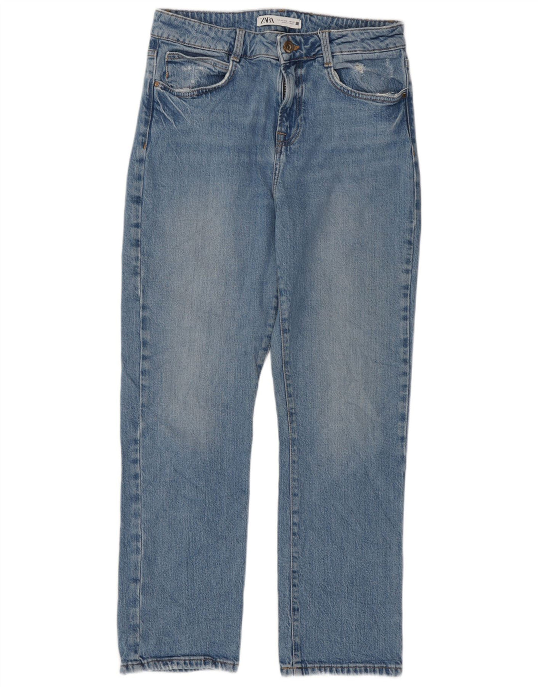 Zara Jeans feminino cintura alta reta EU 40 médio W30 L27 azul