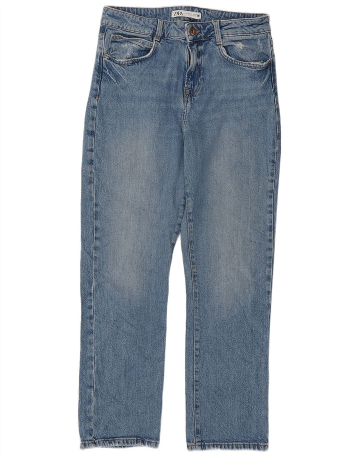 Zara Jeans feminino cintura alta reta EU 40 médio W30 L27 azul