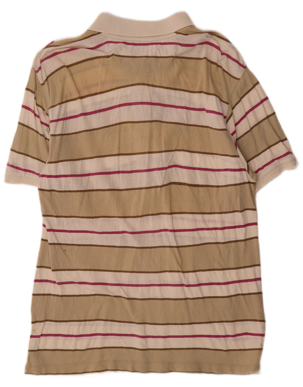 Camisa polo masculina Champion grande algodão listrado bege
