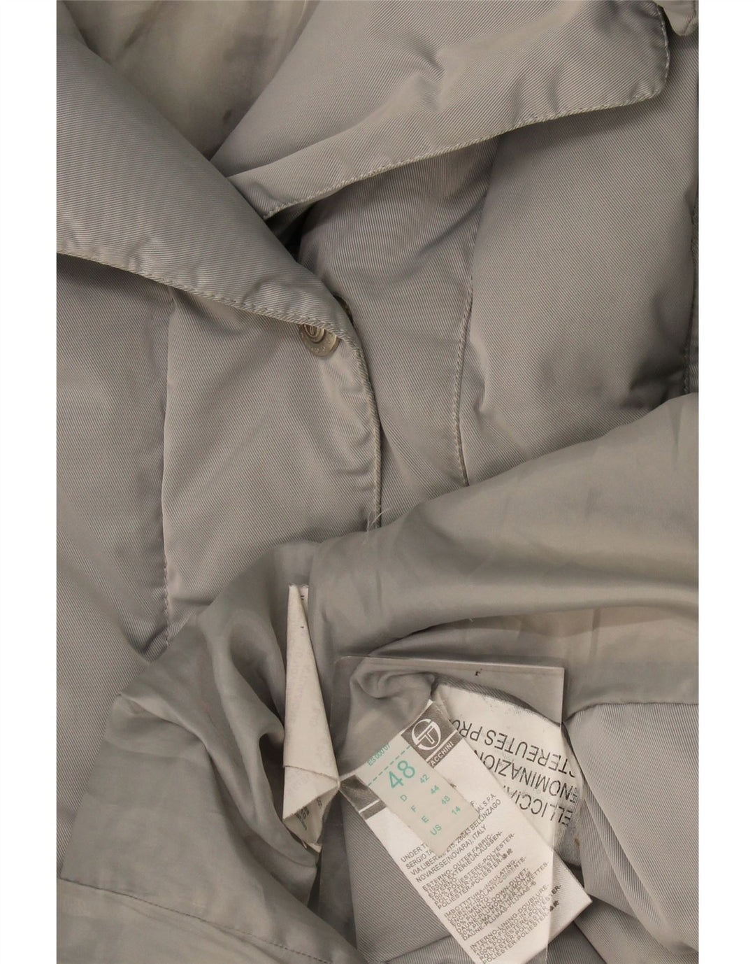 Casaco acolchoado com capuz feminino Sergio Tacchini IT 48 XL cinza poliéster