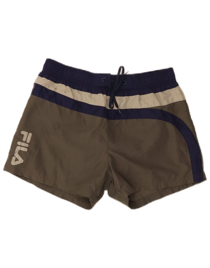 Fila Mens Graphic Natação Shorts Pequeno Poliéster Colourblock Cinza