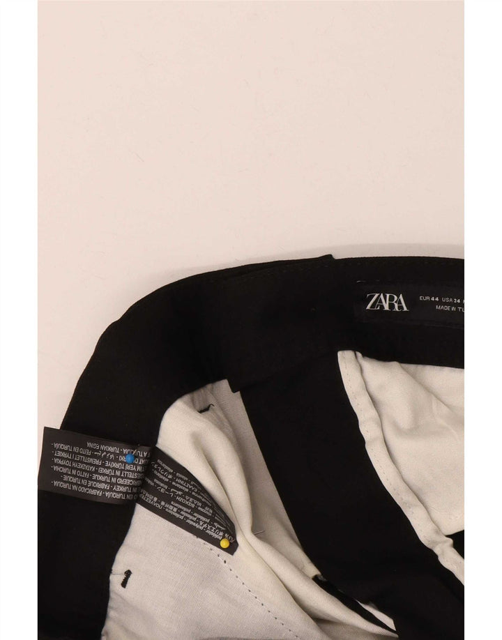 Zara Calça masculina cortada UE 44 grande W34 L25 poliéster preto