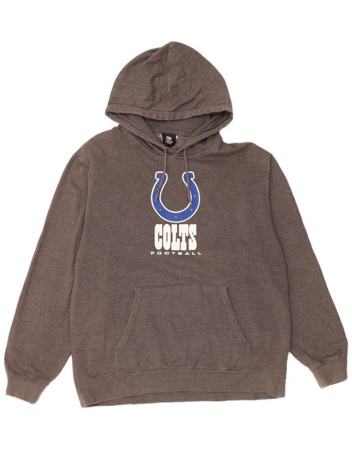 Jumper com capuz gráfico NFL Colts masculino grande cinza